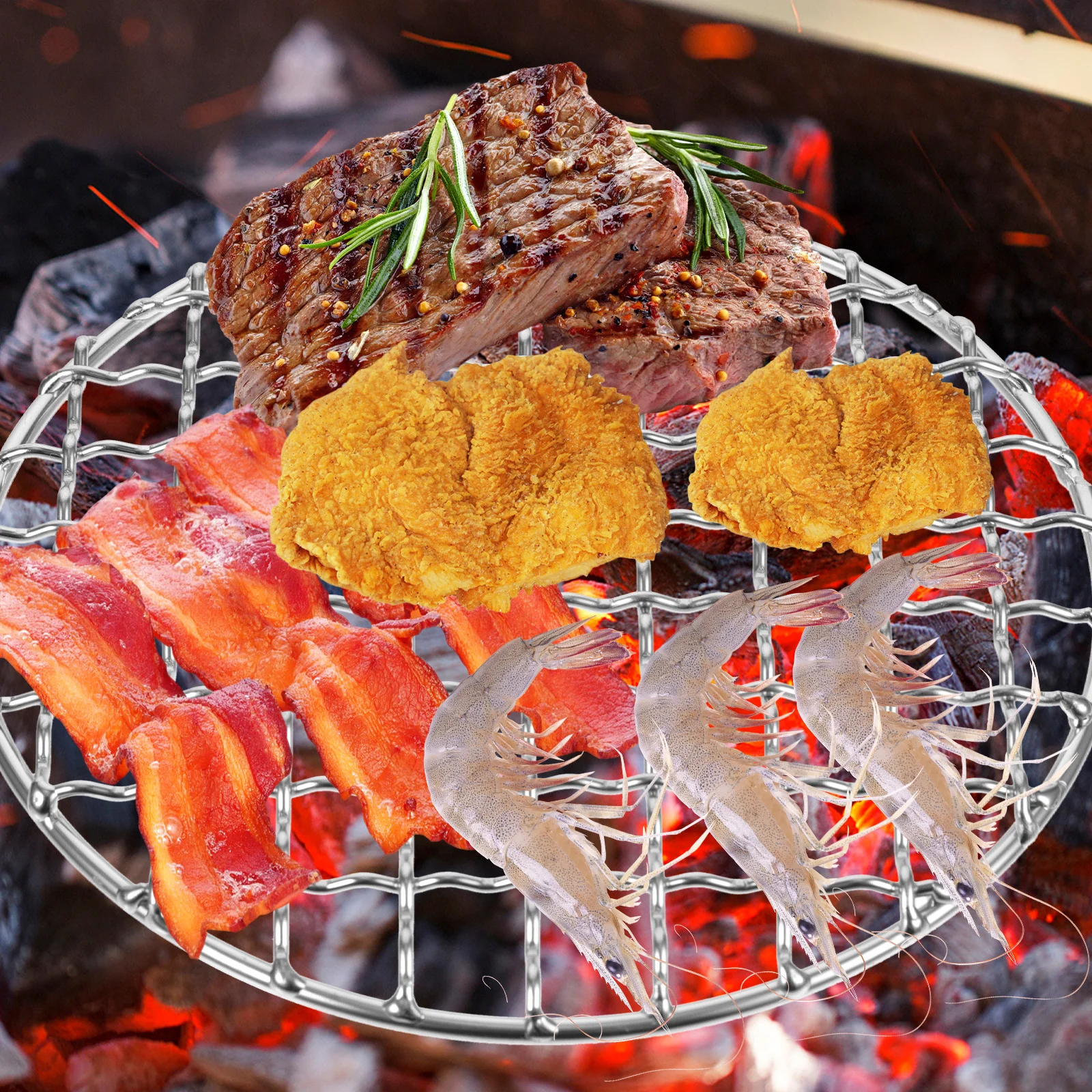 

Round Grill Mesh Bbq Stainless Steel Durable Portable Versatile Meat Fish Vegetable Grilling Outdoor Barbecue Accessory