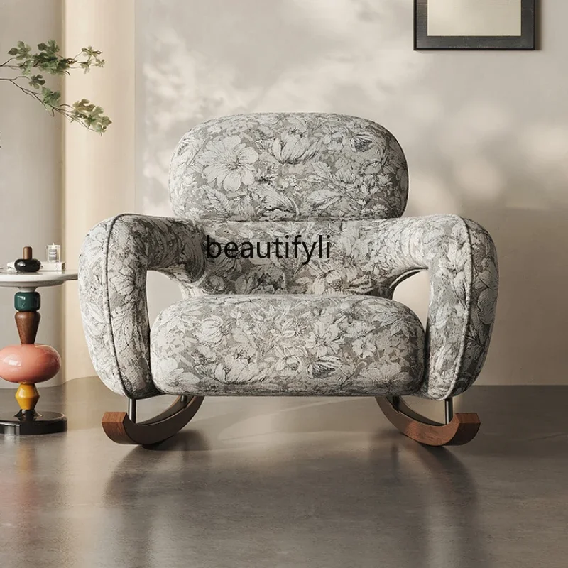 Italian rocking chair lounge chair living room sofa, single balcony home art lounge chair