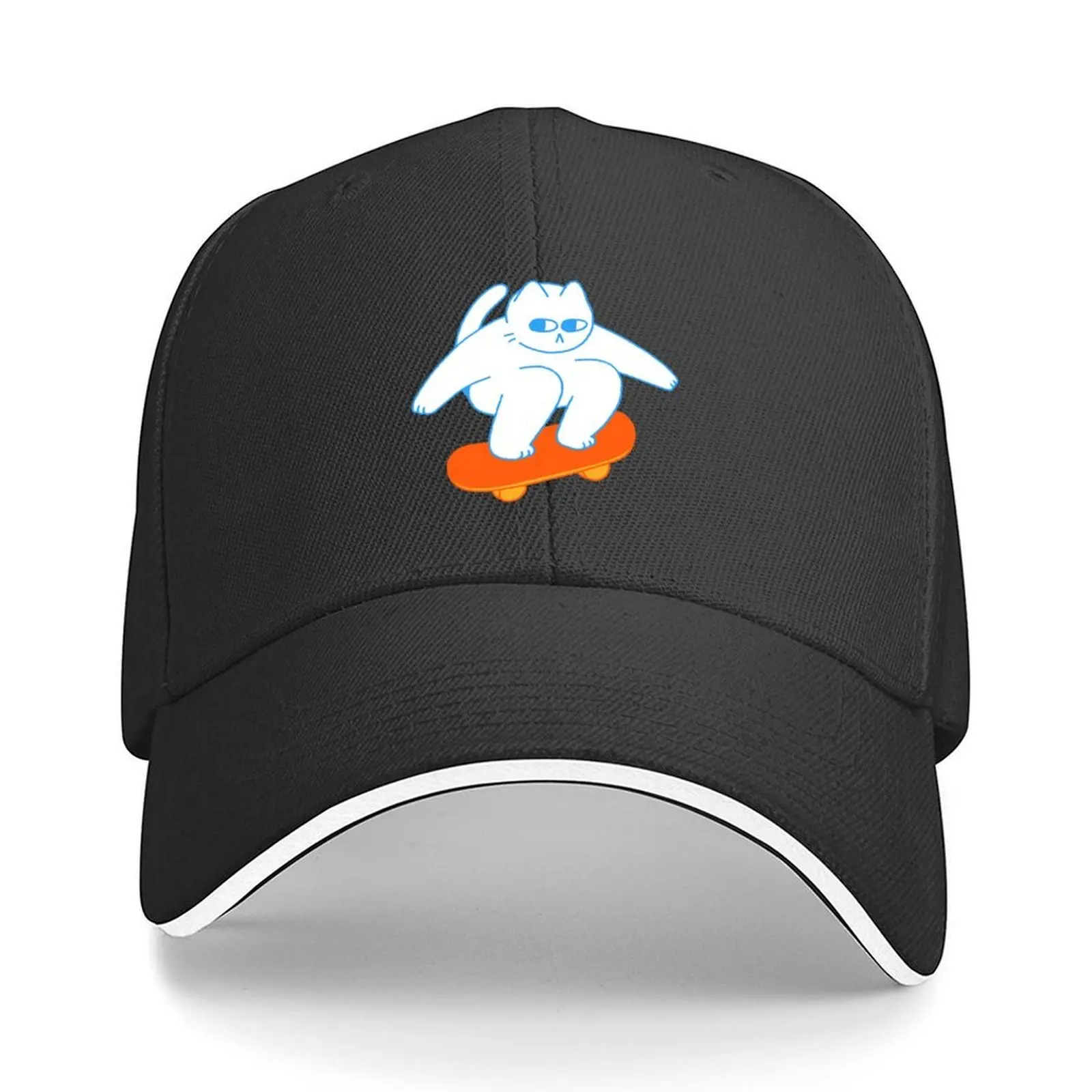 

Cat on a Skateboard Baseball Cap Military Cap Man Snapback Cap winter hats for men Military Tactical Hats Woman Men's