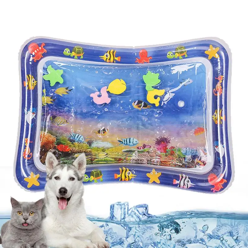 Kids Water Play Mat Thickened Inflatable Water Mat For Cat And Dog Water Sensor Mat Water Sensory Playmat With Fish Sea Ocean