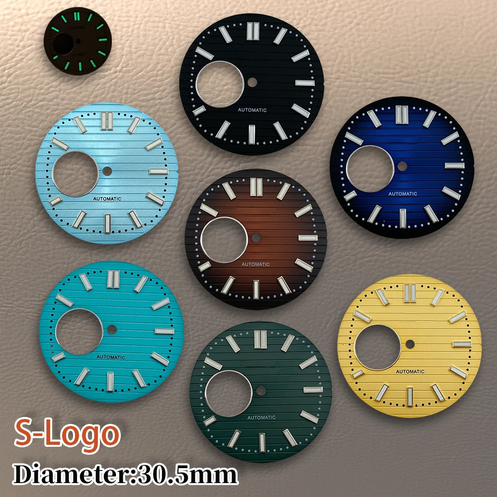 30,5 mm S-Logo NH38-Zifferblatt, ausgehöhlt, weißes Nautilus-Zifferblatt, grün leuchtend, hochwertiges Uhrenmodifikationszubehör, Reparaturwerkzeuge