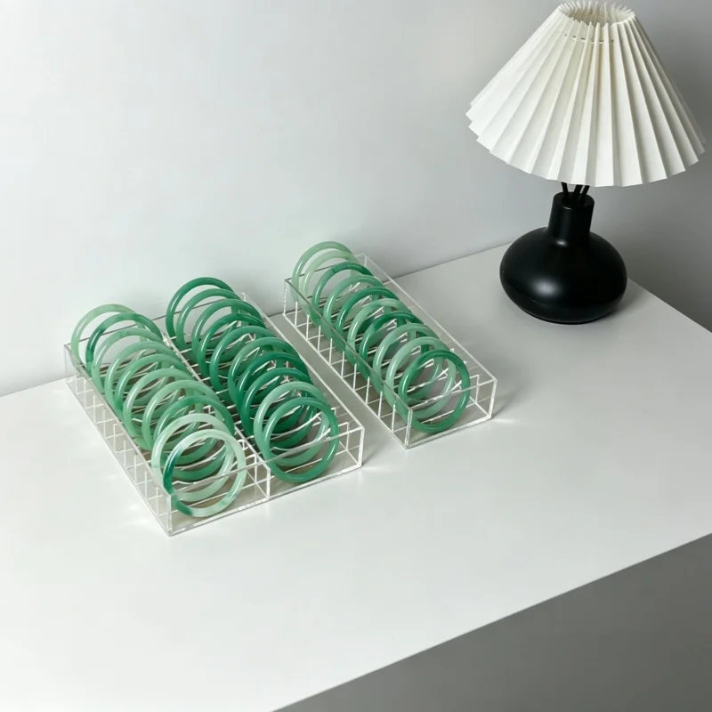 Acrylic Bangle Display Tray 10/20 Grid Clear Bracelet Storage Holder Jewelry Showcase Organizer for Jade Bangles