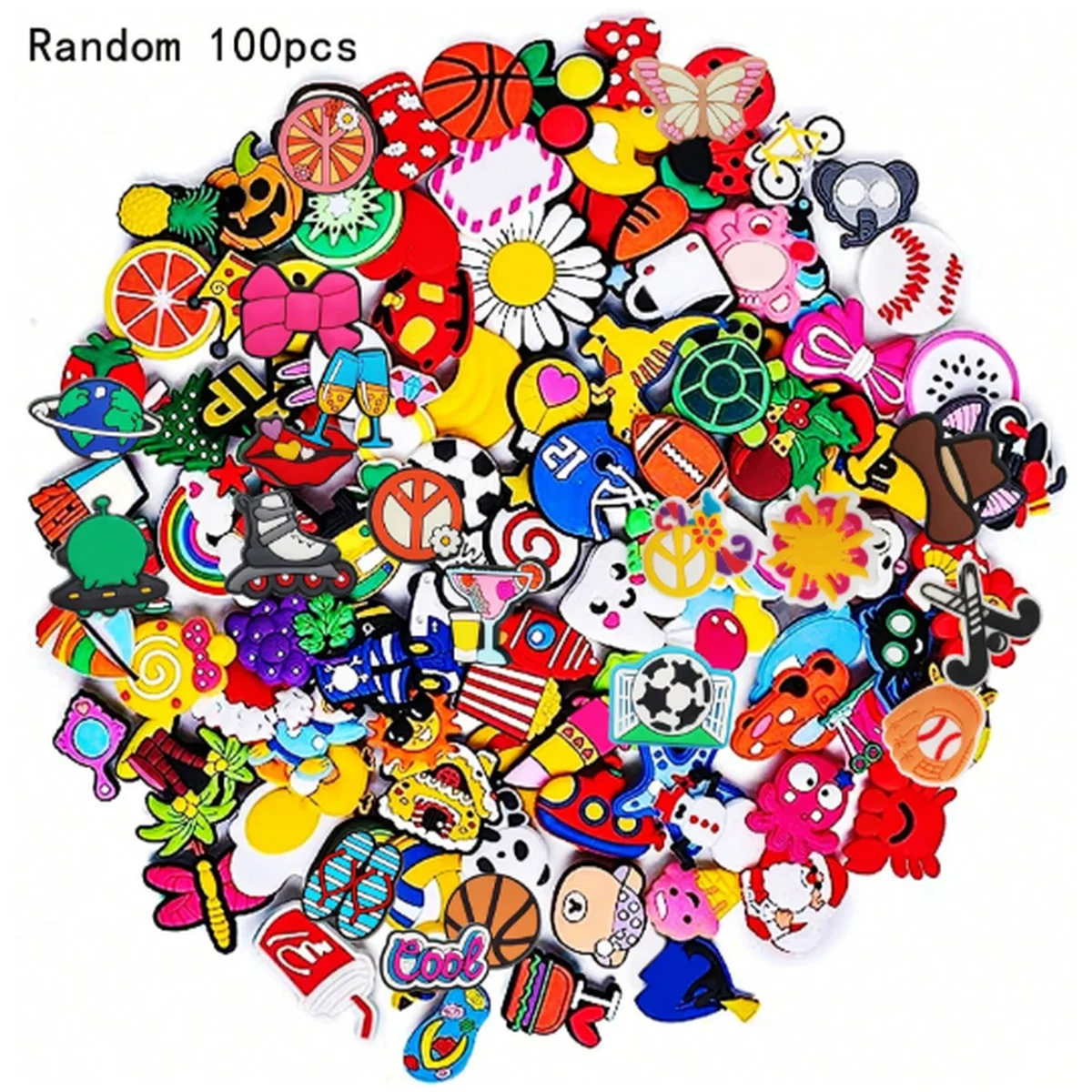 100Pcs Shoe Charms for Clogs, Cute Shoe Decorations for Women & Girls, Colorful 3D Shoe Charms Accessories, Fun DIY Jibbitz-Style Charms for Garden Clogs, Casual Shoes & Sandals