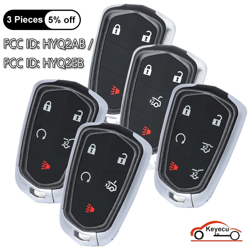 KEYECU 3 4 5 6 Buttons 315MHz 433MHz ID46 Chip for Cadillac Escalade CTS ATS XTS SRX CT6 Auto Smart Remote Key Fob HYQ2AB HYQ2EB