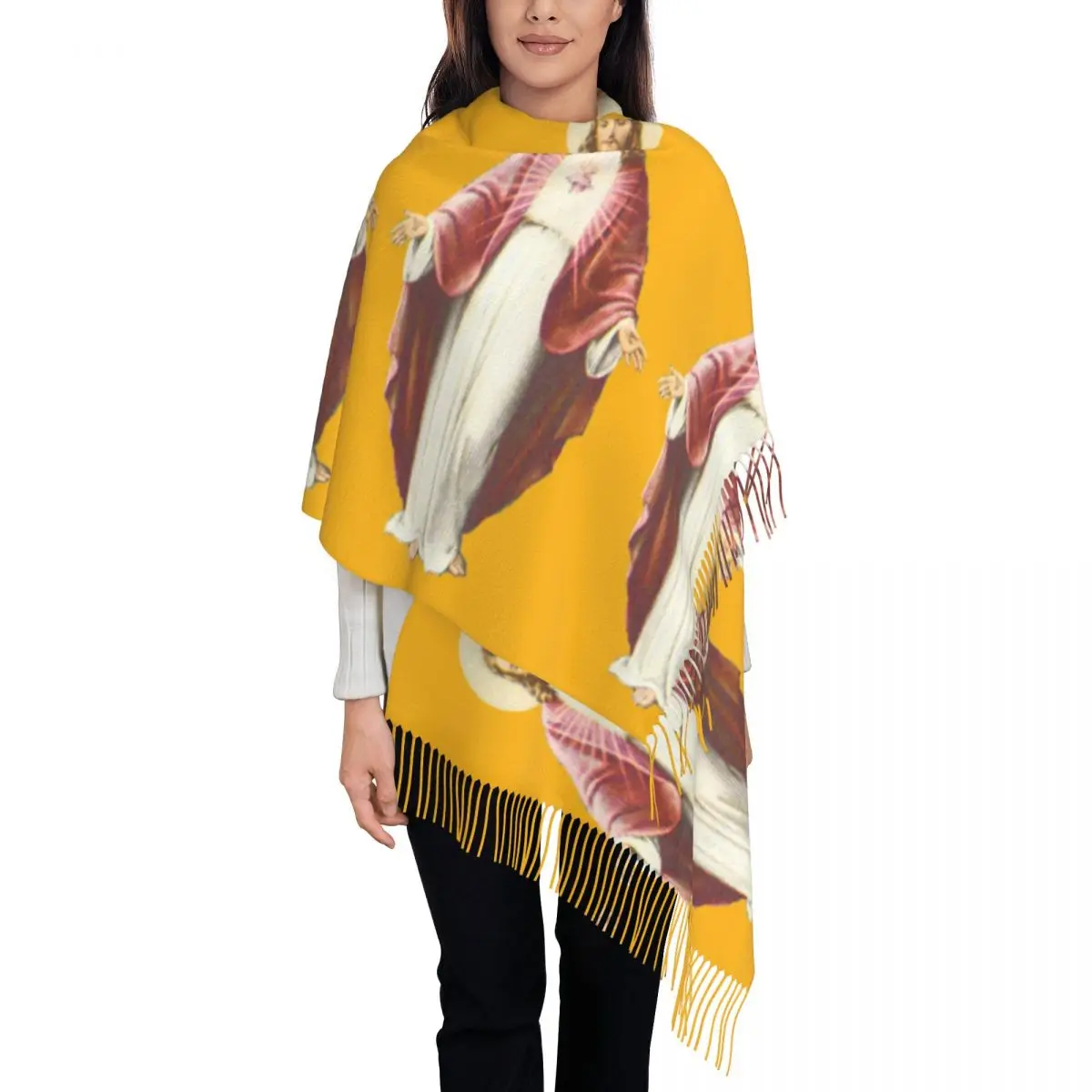 Jesus Shawl Wrap Womens Winter Long Soft Scarf Religion Christ Neckerchief Shawl Scarves