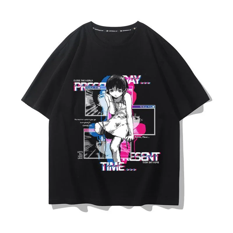 男性と女性のための実験的な綿のTシャツ,日本のアニメのストリートウェア,y2kの個性,トップ,グラフィック,Tシャツ,男性と女性,シリーズ