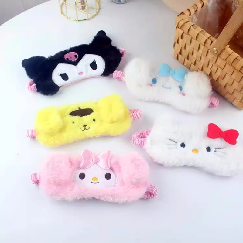 

Kawaii Sanrio Plush Cartoon Eye Masks Anime Figure Hello Kitty Kuromi Cinnamoroll My Melody Cute Travel Sleep Eye Mask Gifts