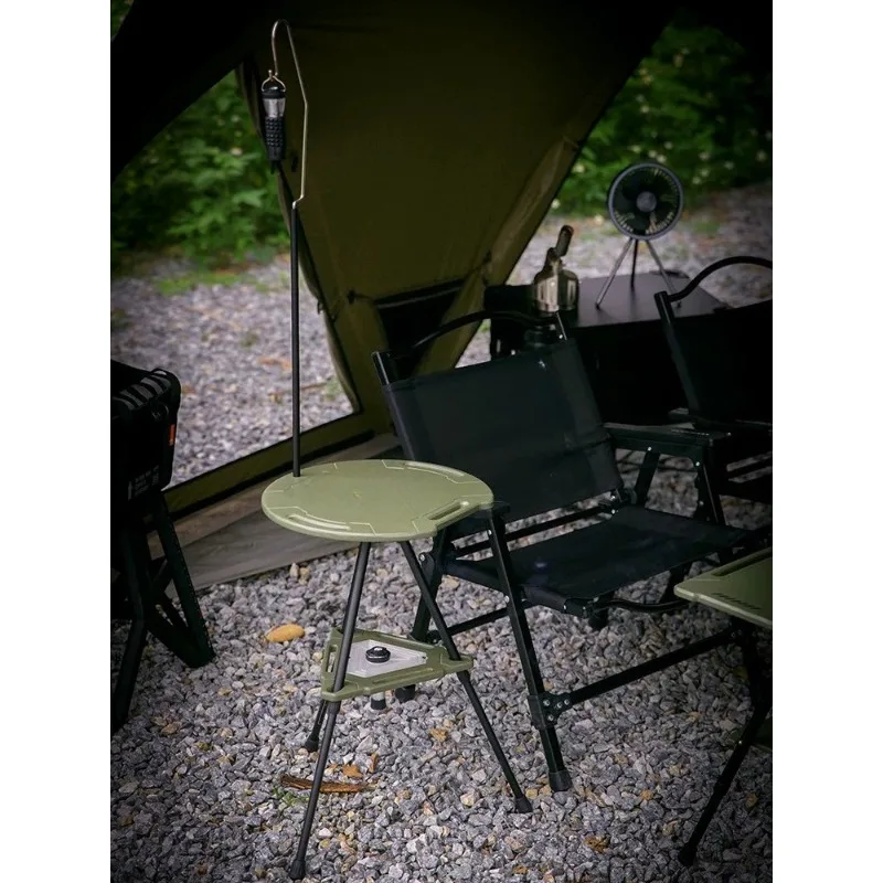 Outdoor Camping Tactical Corner Foldable Small Table - Multi-functional Round Table Lightweight Durable Camping Leisure  Table
