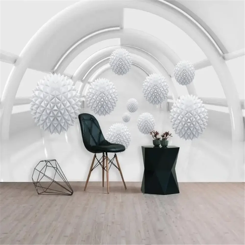 

Пользовательские 3D обои домашний декор фреска геометрические обои для гостиной спальни ТВ фон пейзаж искусство белый шар обои