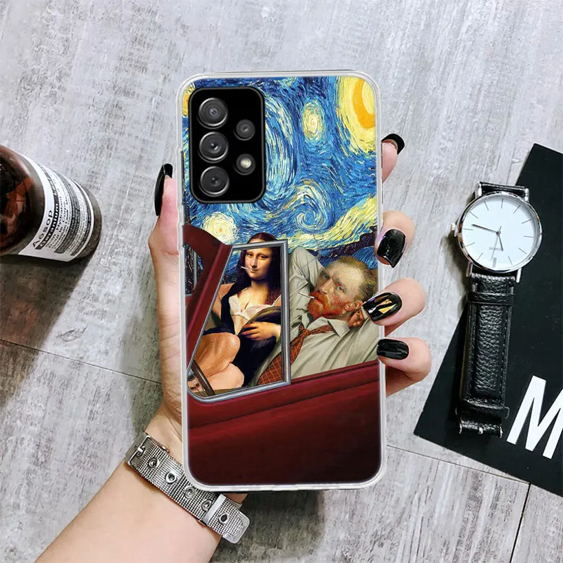 Van Gogh Mona Lisa Funny Art Soft Phone Case for Samsung Galaxy A51 A50S A41 A31 A21S A11 A71 A70 A40 A30S A20E A10 A6 A7 A8 + A