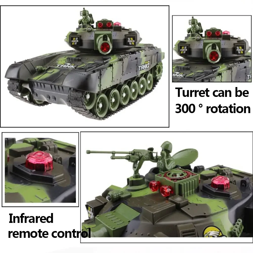 54Cm RC Tank 2.4G Remote Control War Tank Large Military Models Light Sound Radio Controlled Toys for Boys Children Xmas Gifts