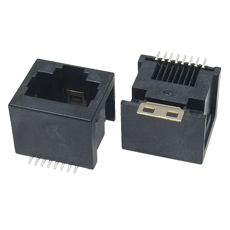 2PCS RJ45 Network Female Socket Connector Vertical SMT-52E-8P8C Temperature Resistance