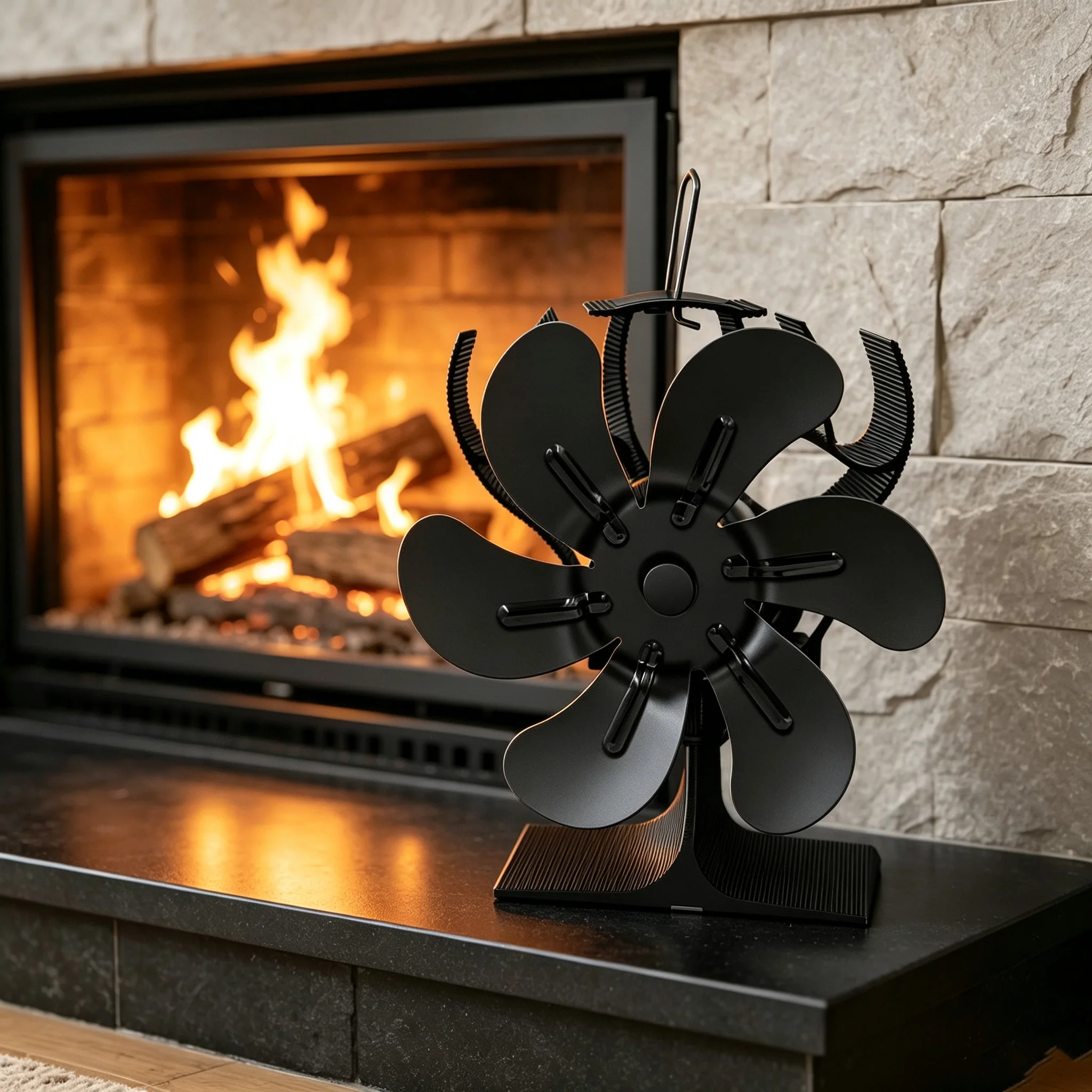 New 6 Blades Heat Powered Stove Fan for Log Wood Burner Fireplace Efficient Heat Distribution Eco Quiet Winter Warmer Home