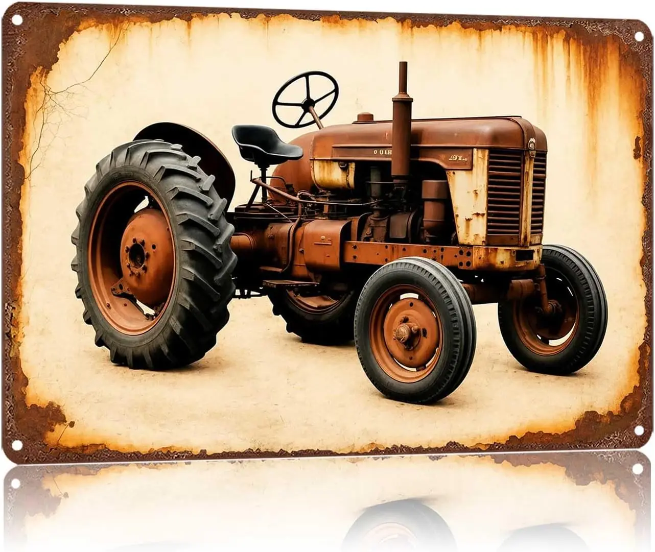 Metal Sign Vintage Rusty Old Tractor Wall Decor | Classic  ,Retro,Waterproof Aluminum,Funny,UV-printing,Easy To Install,Rust-pro
