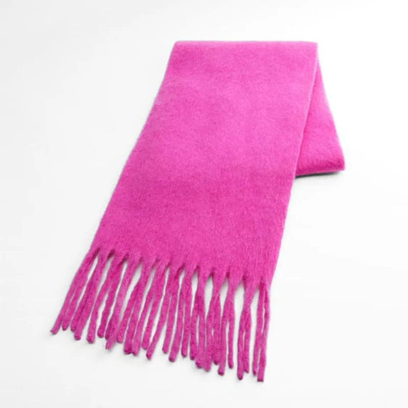 Japanese Korean Solid Scarf Winter Warm Cashmere Women Long Pashmina Foulard Female Scarves Lady Tassel Shawl Wraps