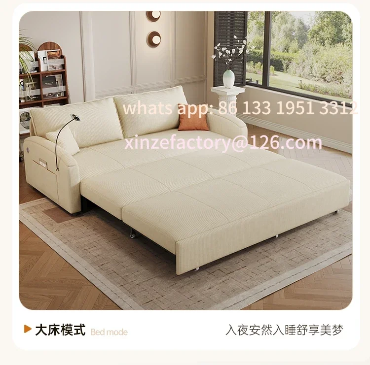 أريكة سرير من القطن والكتان قابلة للتخصيص، شقة صغيرة كريمية للرياح، متعددة الوظائف، غرفة المعيشة، دراسة قابلة للطي، مزدوجة الأغراض #6