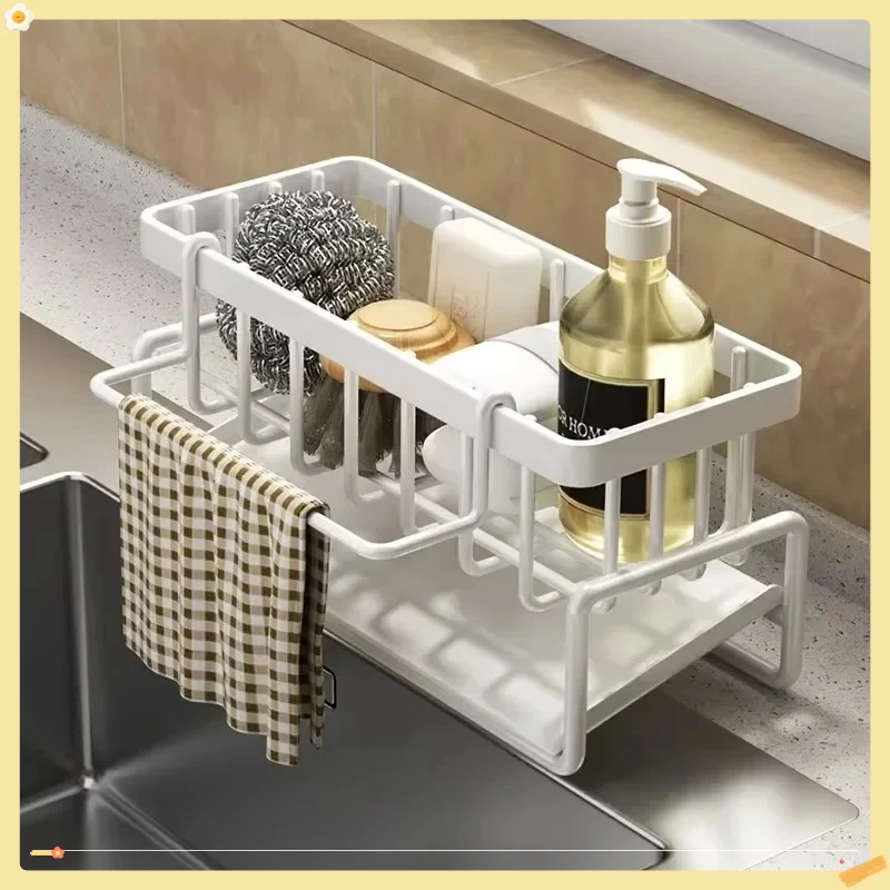 Compact Tap-Mounted Spice Shelf – Sink Organizer with Drainage Rack – Space-Saving Kitchen Storage for Utensils/Accessories