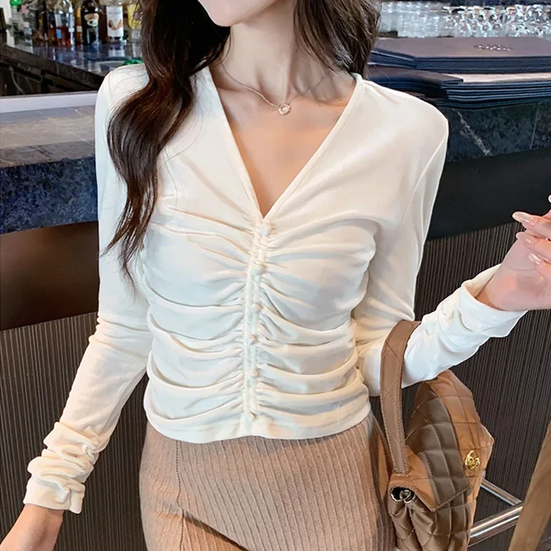 Casual Long Sleeve V-Neck Women Blouse Fashion Black Blouse Shirt Women Tops Blouses Shirts Blusas Para Mujer Camisas Blusa M548