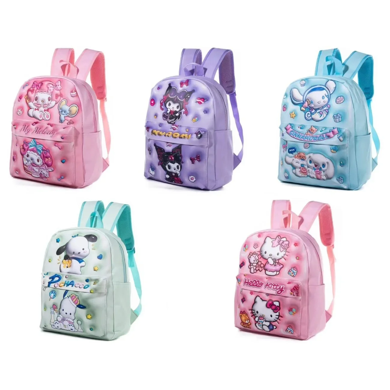 Sanrio Cartoon 3D Kuromi Melody Cute Leather Waterproof Large Capacity Children's Backpack Primary Schoolchild  School Schoolbag