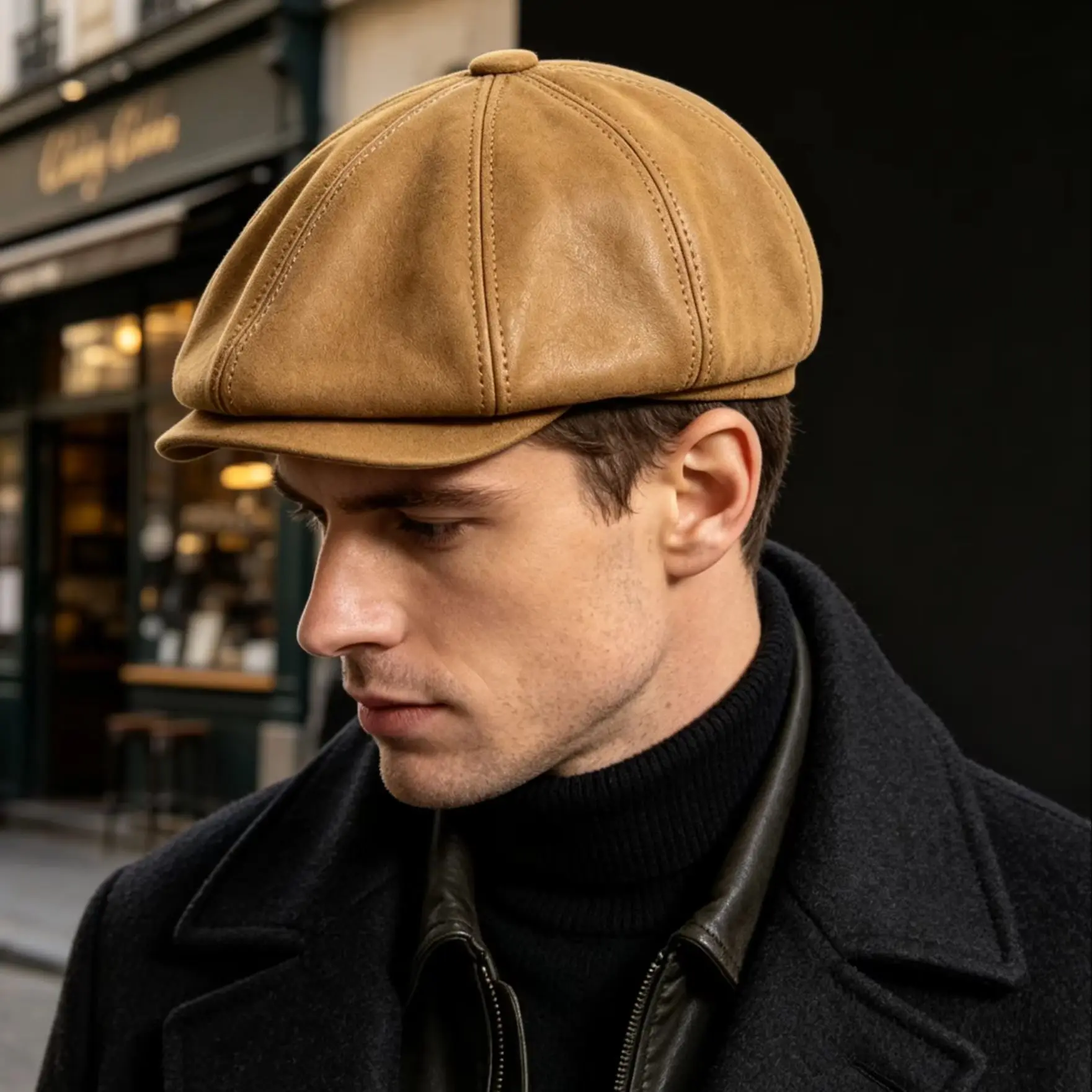 Waterproof Real Leather Sheep-skin Newsboy Flat Cap L/XL/XXL Gatsby Pageboy Style Men Women Golf Hat