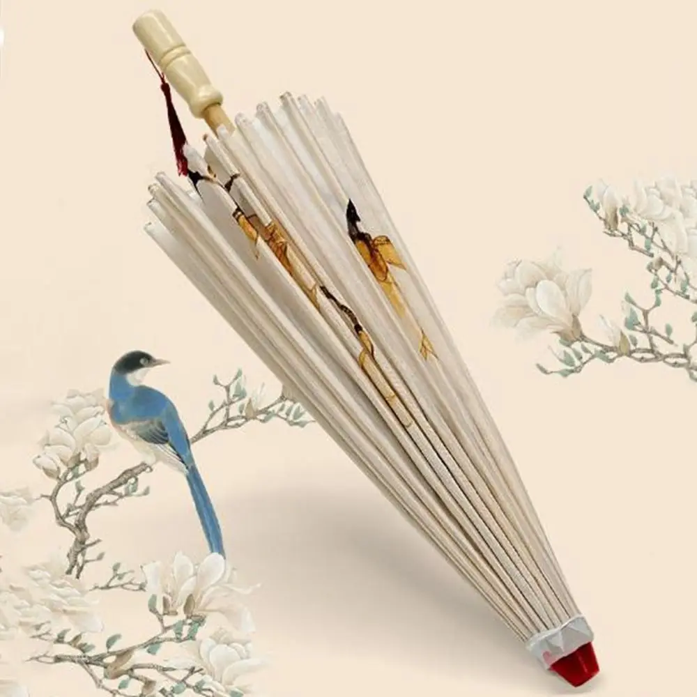 

Bamboo Oil Paper Umbrella Chinese Style Handmade Ancient Dance Umbrella Decorative Rainproof Hanfu Umbrella for Men Women