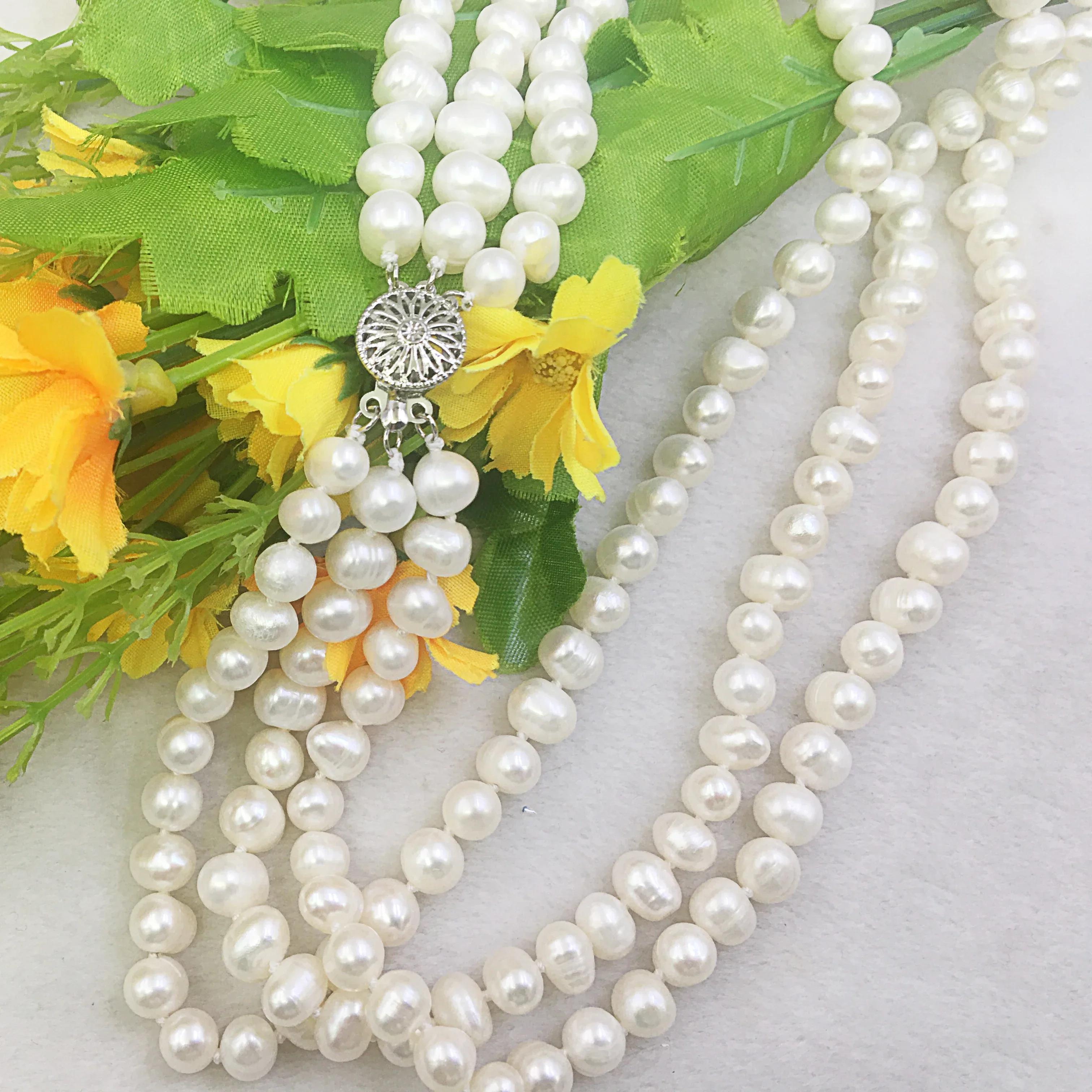 

New charming Pretty! 3 Rows 8-9mm White Akoya Shell Pearl Necklace Beads Jewelry Natural Stone AAA Grade BV238 Wholesale Price