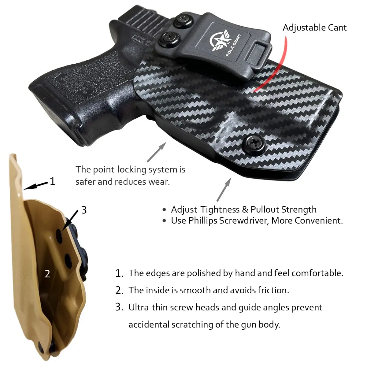 Imagem -05 - Coldre Iwb Kydex Cintura Interior Oculta Glock 26 26 Gen 15 Glock 27 Glock 33 Gen 34