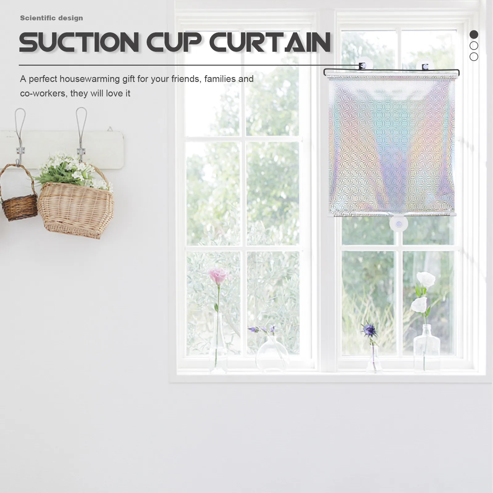 1Set Easy Install Suction Cup Window Shade Telescopic Balcony Curtain Nail Free Privacy Uv Proof PVC Material Shades