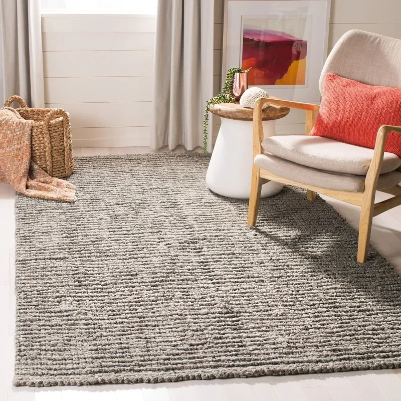 Collection Area Rug - Handmade Chunky Textured Jute, Ideal for High Traffic Areas in Living Room