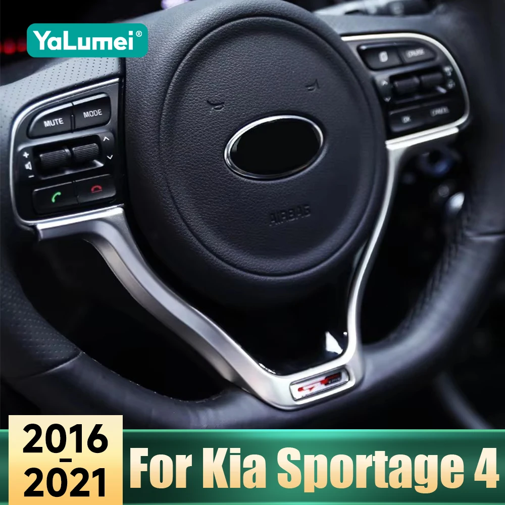 

Для Kia Sportage 4 2016 2017 2018 2019 2020 2021, нержавеющая сталь, автомобильный руль, центральная отделка, логотип, декоративная крышка, кольцо, аксессуары