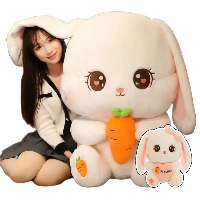 30/40/50CM Kawaii Long Ear Rabbit Plush Pillow Big Size Bunny Dolls Stuffed Soft Animal Cushion Girls Kids Birthday Xmas Gifts