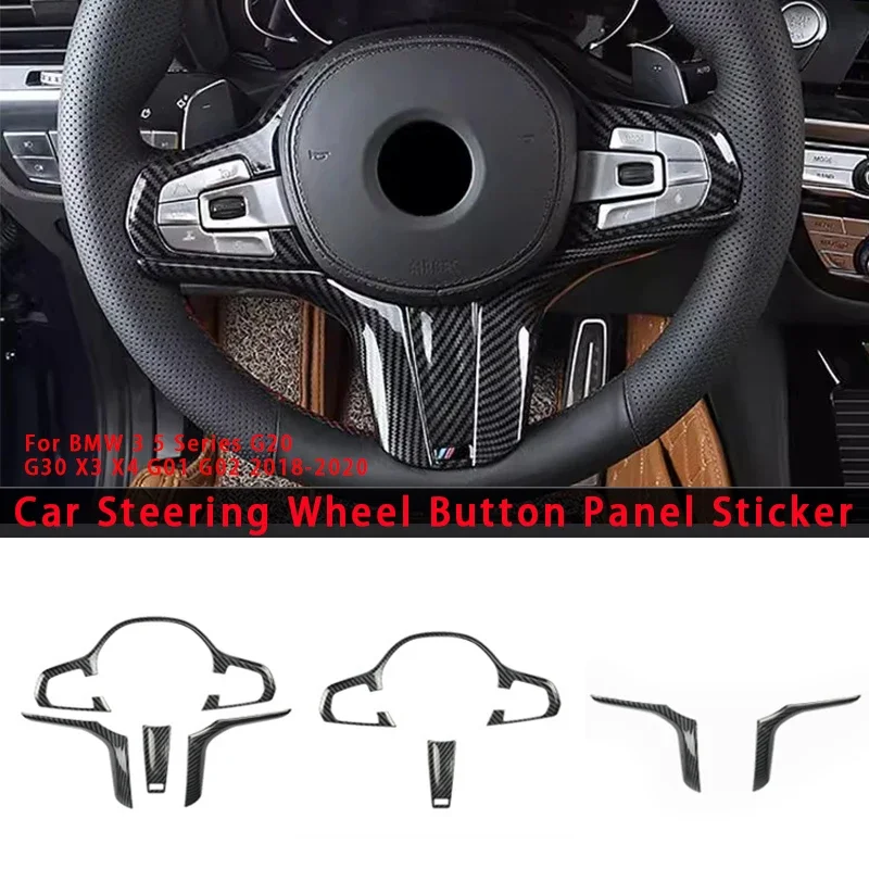 

Для BMW 3 5 серии G20 G30 X3 X4 G01 G02 2018-2020 углеродное волокно автомобильный руль, кнопка, накладка, наклейки, автомобильные аксессуары