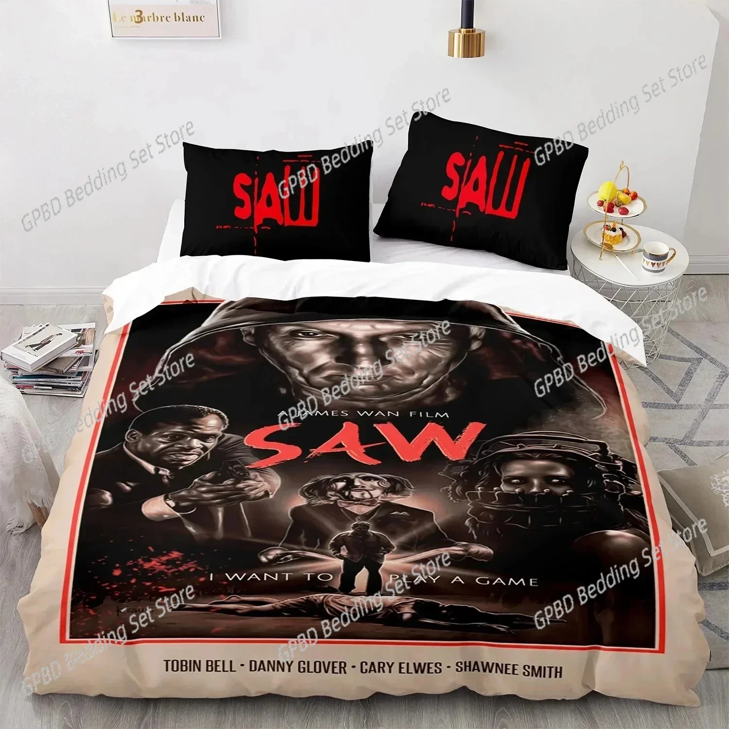 3D Print Chainsaw Fright Saw Bedding Set Single Twin Double Queen King Cal King Size Bed Linen Set