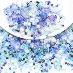 45g Mixed Star Moon Crystal Glass Beads Seedbeads Loose Round Pearl for DIY Making Jewelry Craft Bracelets Necklaces Earrings
