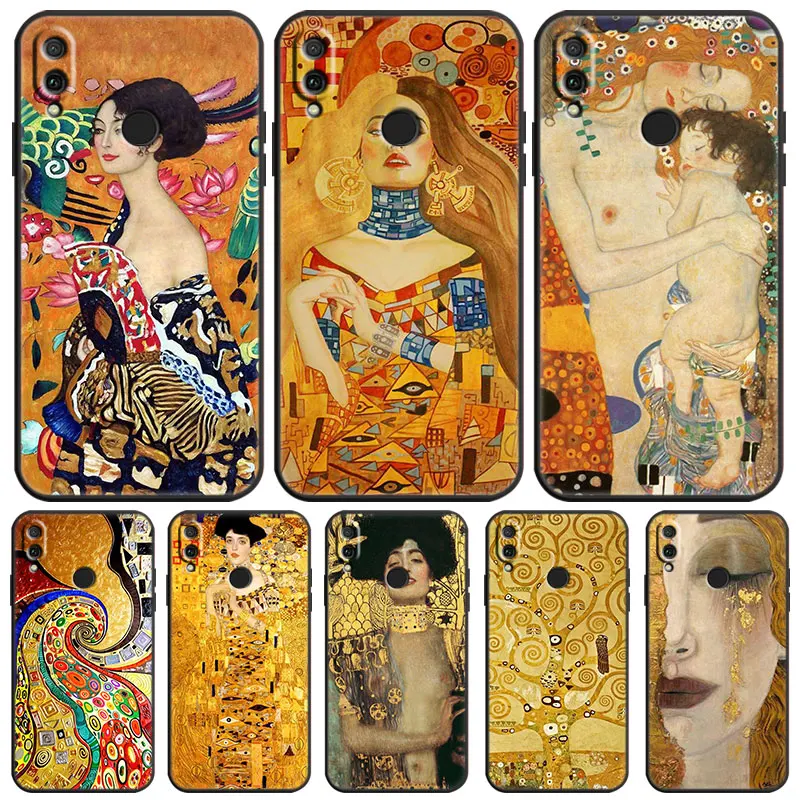 Kiss by Gustav Klimt Case For Honor X6 4G X7 4G X8 X9 4G 5G Huawei Y9 Y7 Y5 Y6 Y7 Y8 A S P Prime 2018 2019 2020 Black Soft Cover