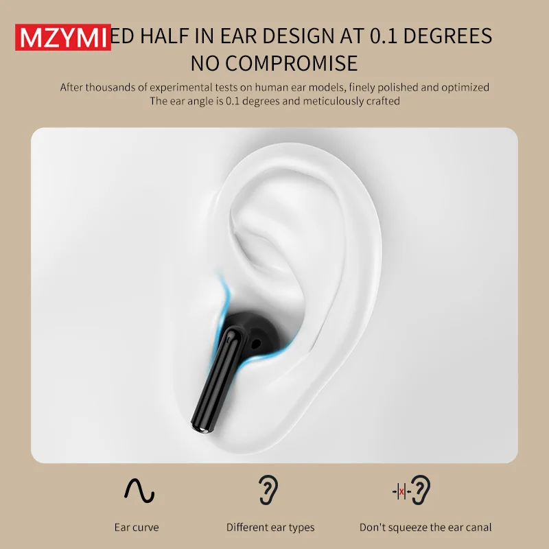 MZYMI AP09 TWS In Ear Headphone Touch Control Wireless Bluetooth5.3 Earphone Sport Gaming 9D Stereo Headset Built-in Mic