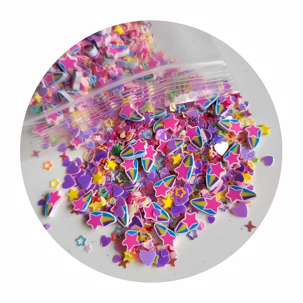Rainbow Shooting Star Mixed Star Heart Sequins Slices Polymer Clay Sprinkles for Slime Crafts DIY Cute Plastic Klei Accessories