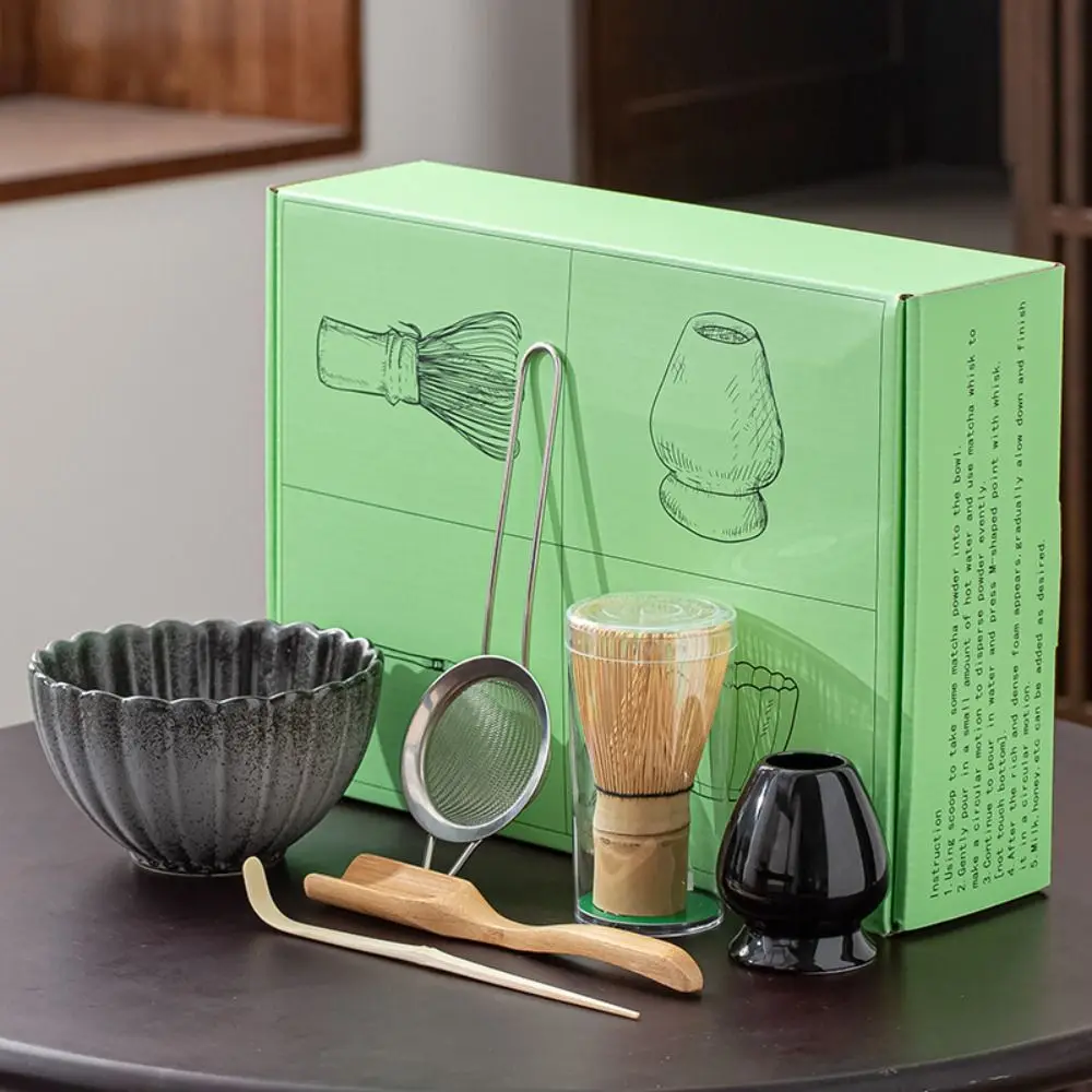 

6 Pcs/Set Ceramic Japanese Matcha Powder Whisk WithTeaspoon Bowl Smooth Tea Matcha Whisk Sets Reusable Retro