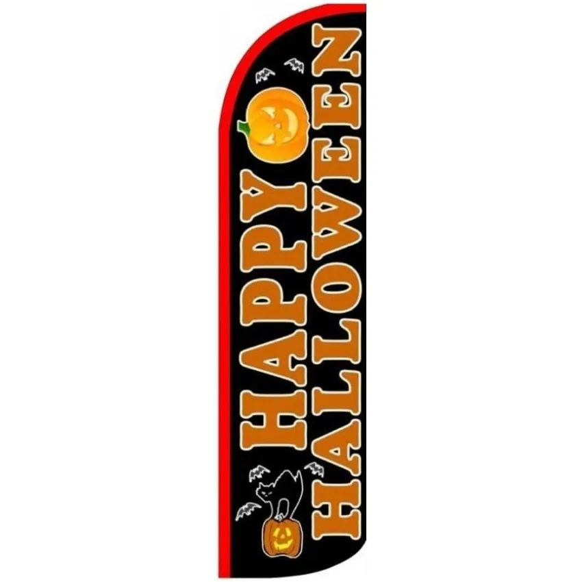 Happy Halloween Feather Flags 2 Pack 3 x 11.5 FT Polyester Outdoor Advertising Banners for Party Yard Business Decor
