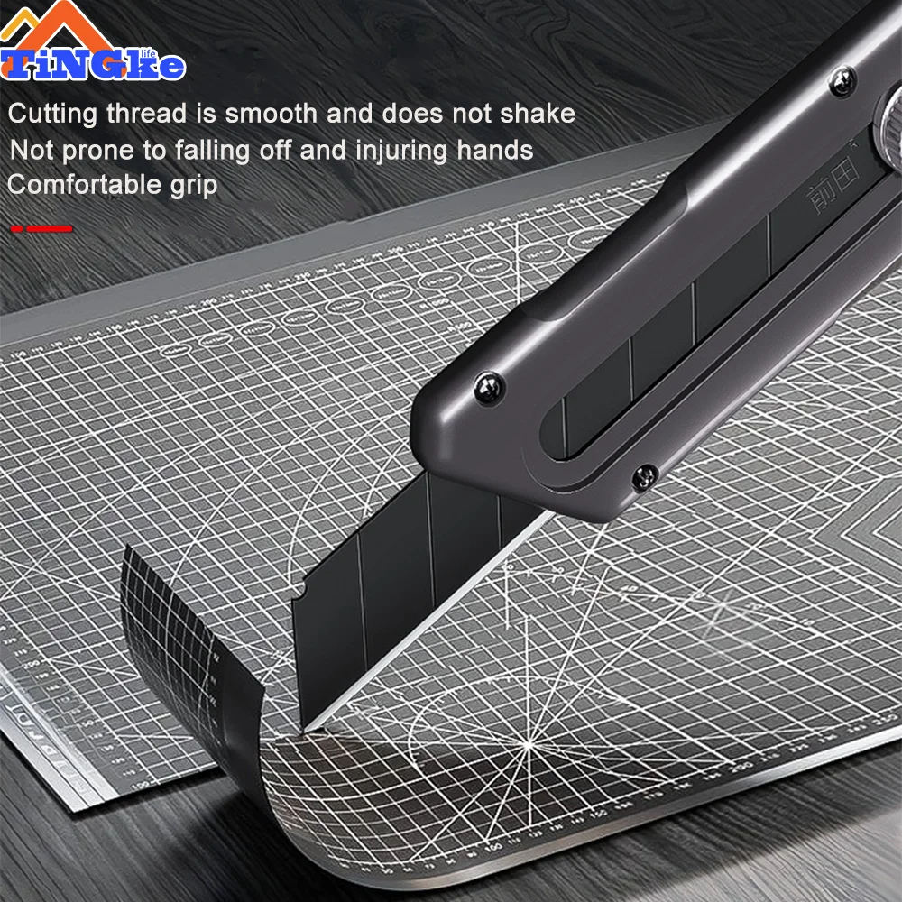 Zinc Alloy Utility Knife With Blades Small Portable Disassemble Metal Blade Paper Box Cutter Self-Locking  Art Stationery