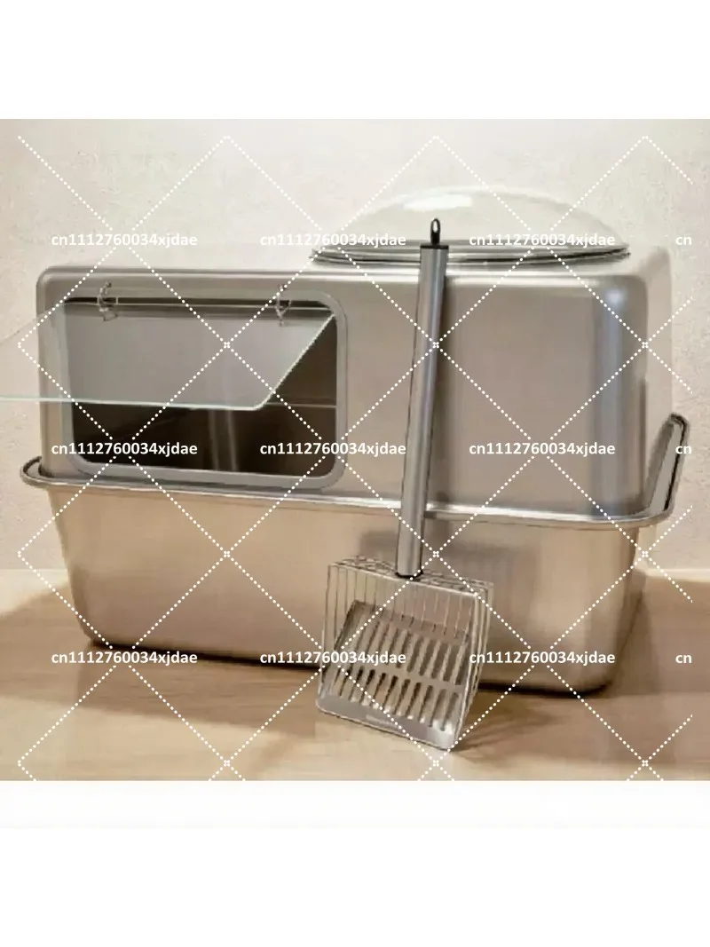 Stainless Steel Closed Cat Litter Box Space Capsule Oversized Splash-proof Cat Toilet Deodorizing