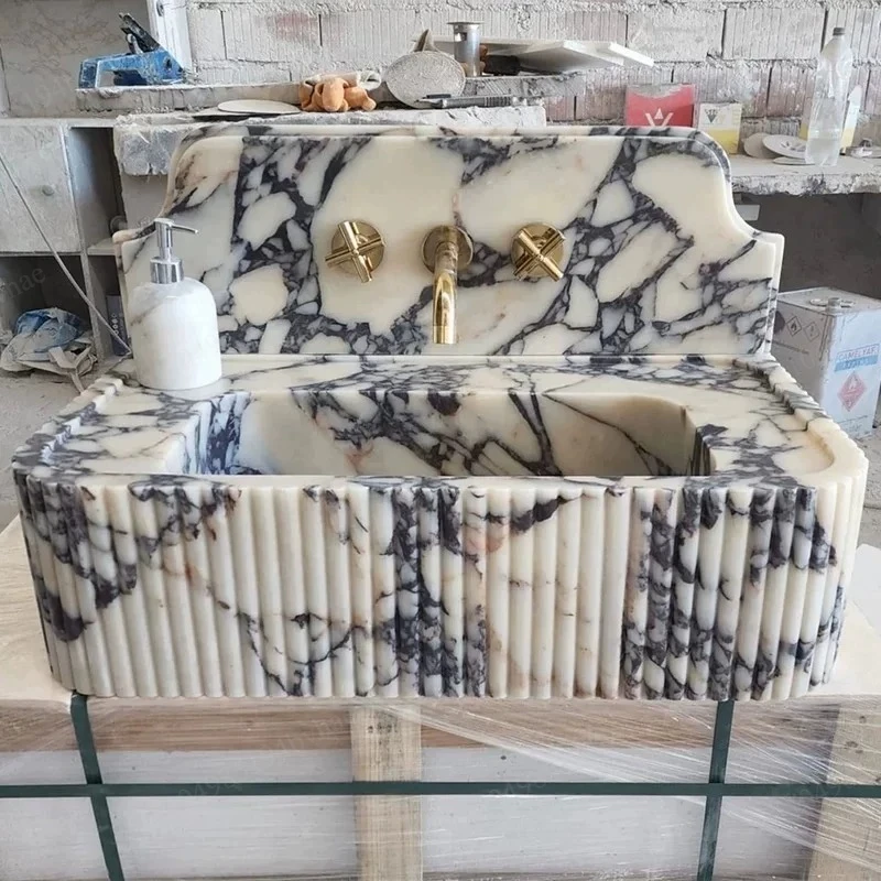 Elegant Modern Marble Bathroom Sink Villa Washbasin Stylish Countertops