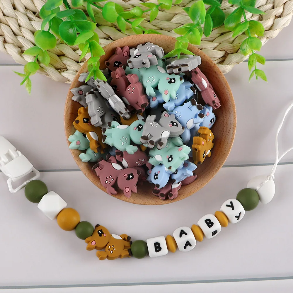 20-50pcs Sika Deer Focus Beads Silicone Focus Beads Safe DIY Accessories for Jewelry Making Keychains Pacifier Chains PhoneChain