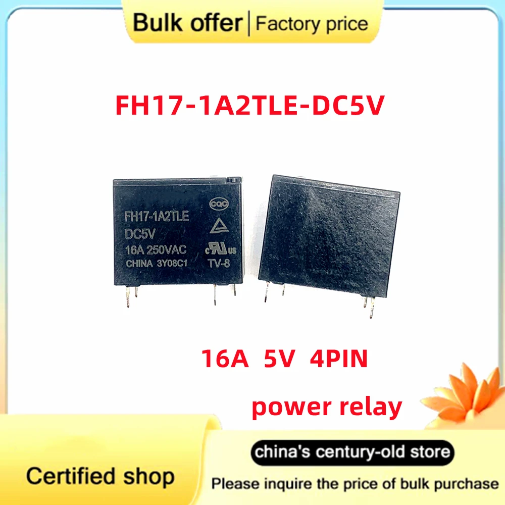 5PCS/Lot Original FH17-1A2TLE-DC5V/DC12V DC24V 16A 250vac 4pin 5V 12V 24V power relay