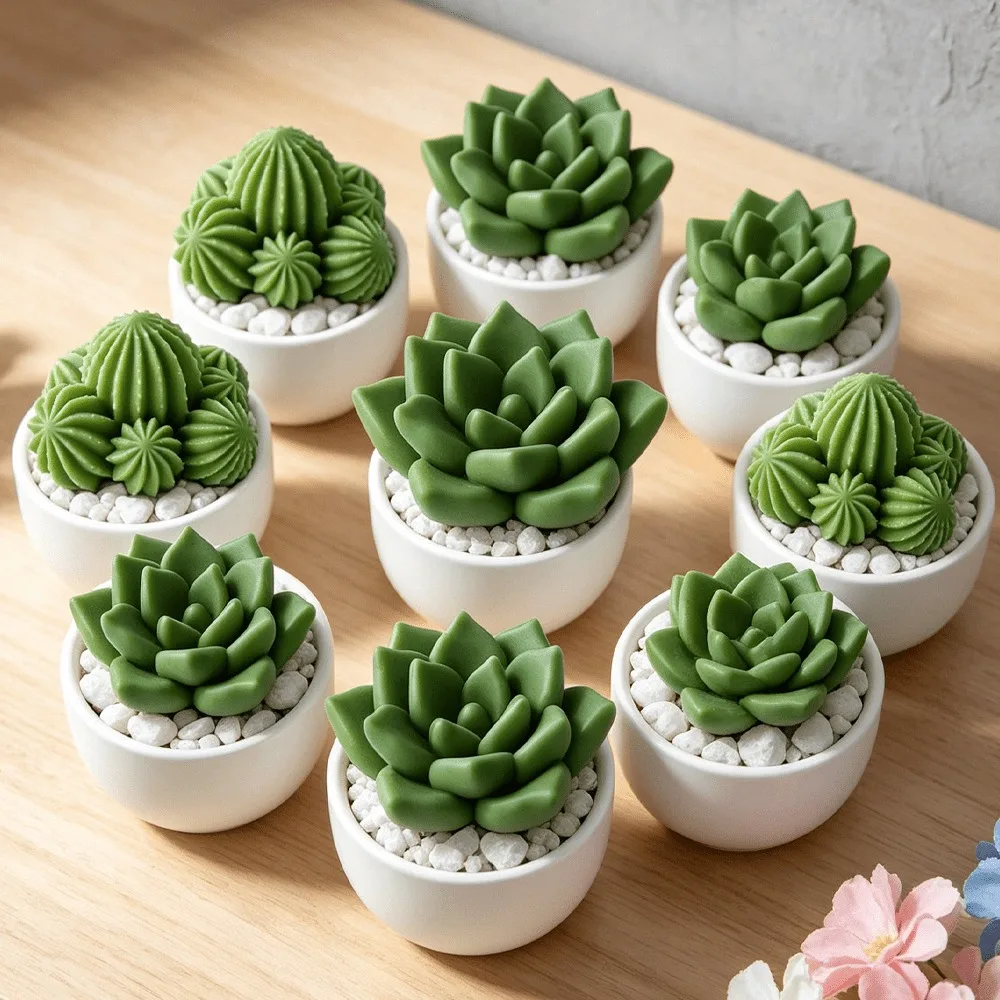 2-teiliges Set Sukkulenten-Blumen-Silikonform für Kerzen, Pflanzenform, Werkzeug für Seifen- und Harzherstellung, DIY-Dekoration, Geschenk für Hochzeit, Geburtstag, Party – Detail 3