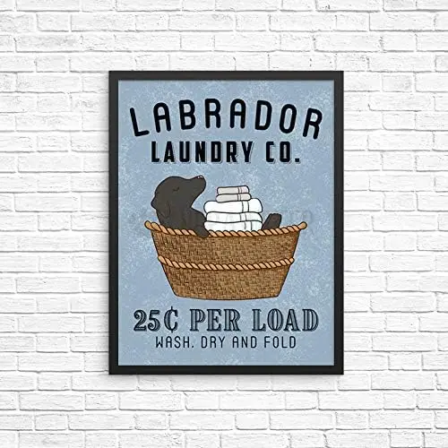 Labrador Retriever Laundry Wall Decor Lab Art Print Dog Room Sign Vintage Metal Tin D
