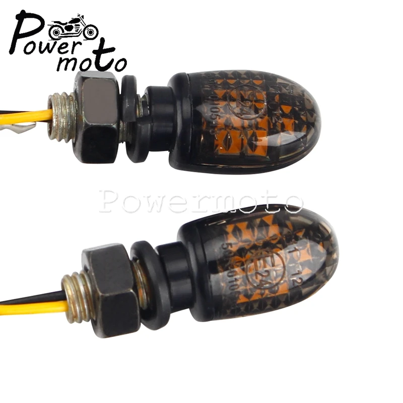 Motorcycle Scooter E24 Approved Indicator Amber Blinker Lamp Motorbike Lights LED Mini Turn Signal Light For Universal 8mm 10mm