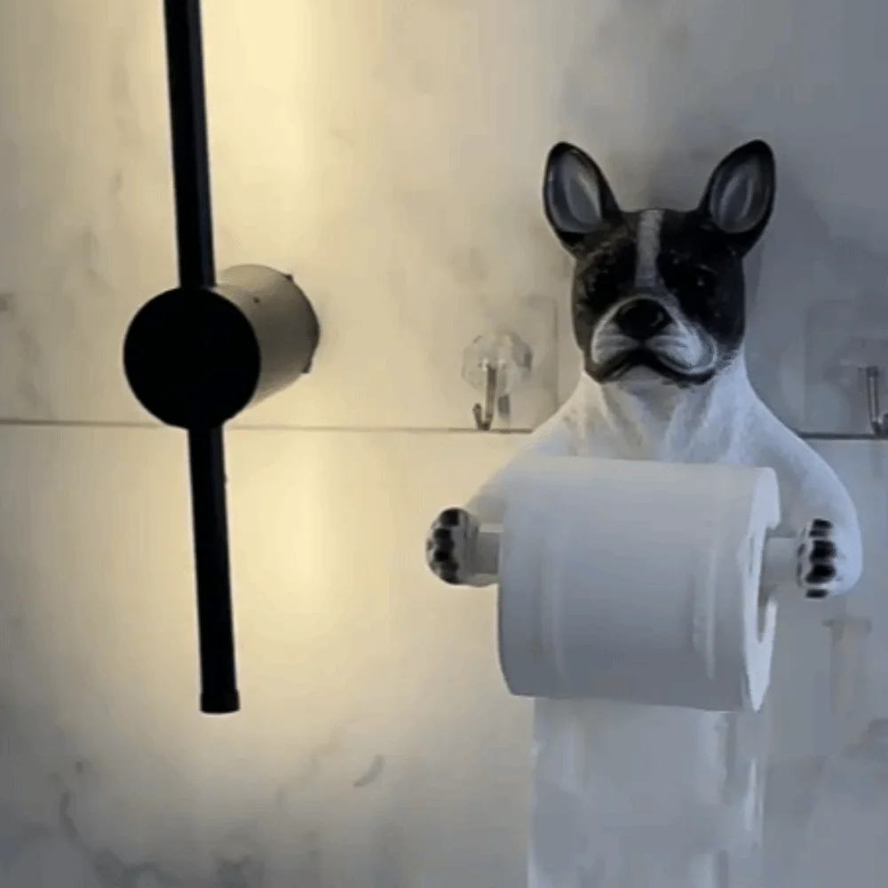

Cute Dog Toilet Paper Holder 3D Dog Shape Dispenser Dog Toilet Roll Holder Multif-unctional Decorative Wall Mounted Roll Rack