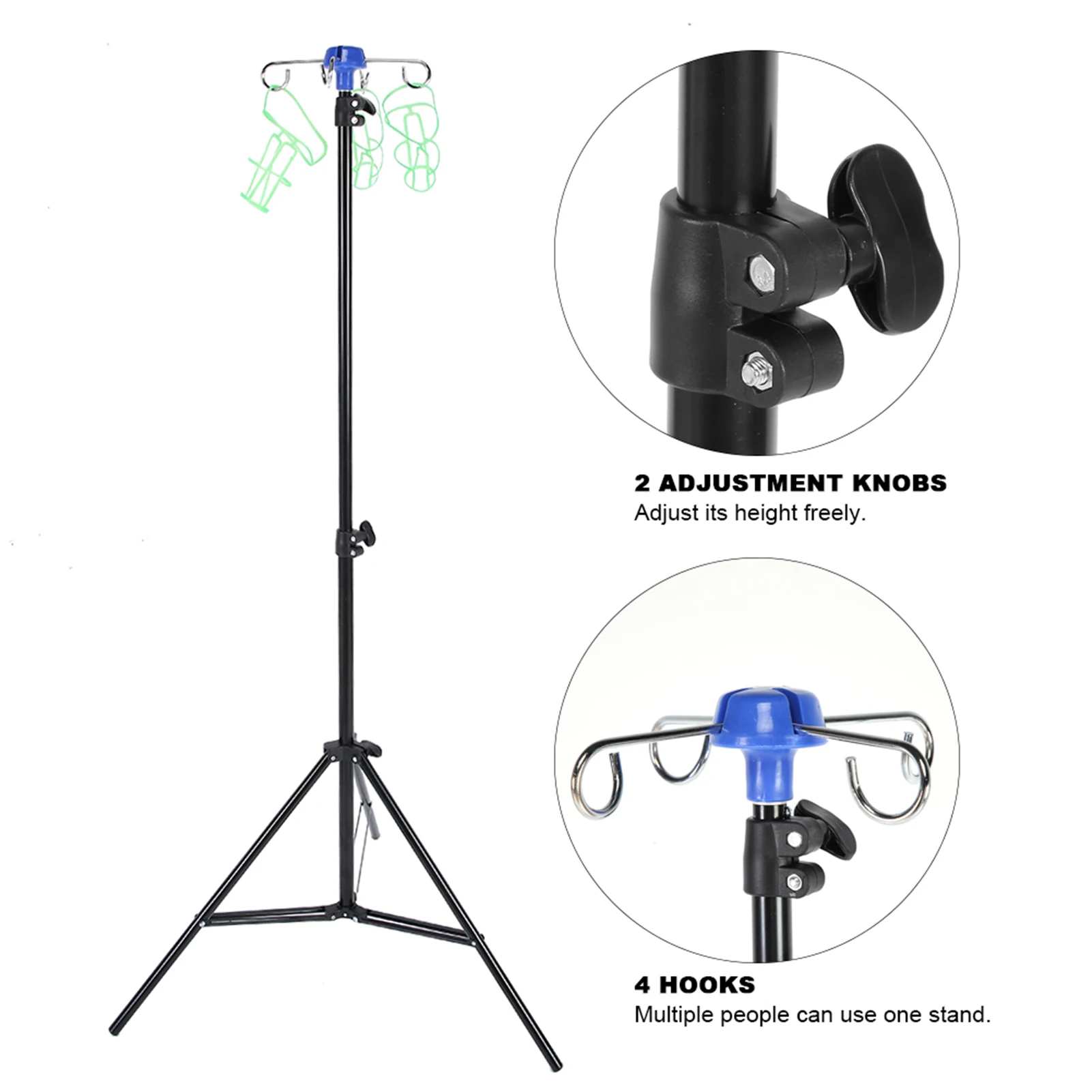 

Aluminum Alloy Drip Irrigation Rack Portable IV Pole Drip Bag Stand Intravenous Foldable Pole Stand for Clinic Home Care IV Pole