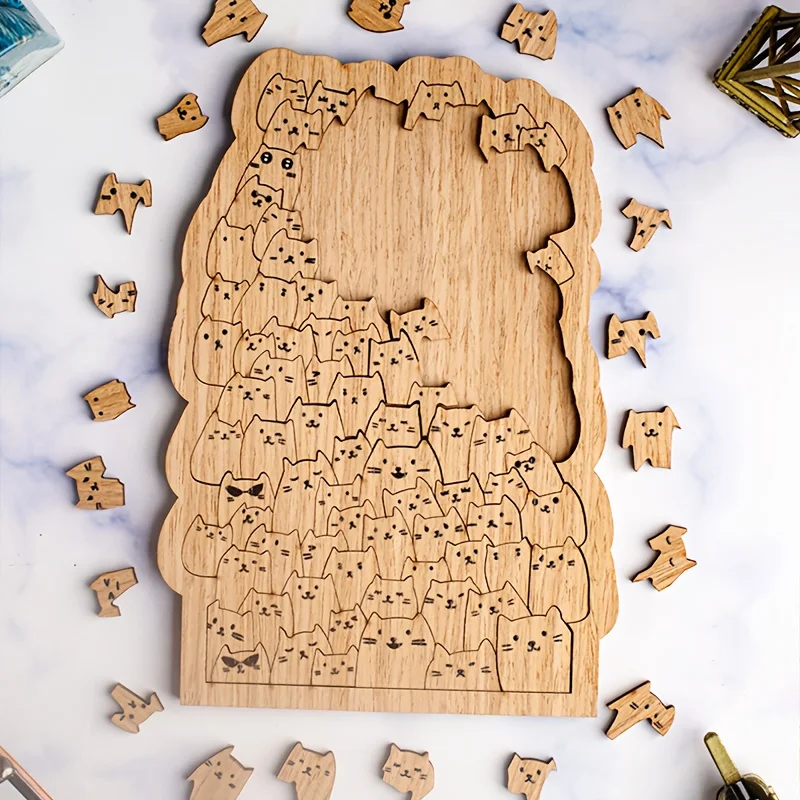 

100 деревянных головоломок с котятами, сложные в сборке, подходят в качестве подарков на Рождество и Хэллоуин